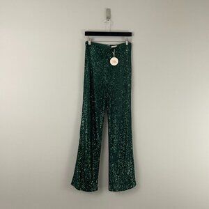 Camila Coelho x Revolve Calvin Green Sequin Pants Size Medium